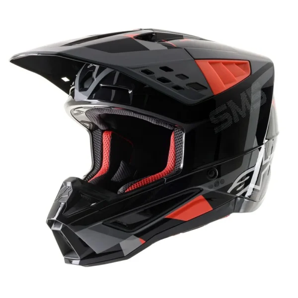 Prilba Alpinestars SM5 Rover Anthracite red flourescent gray camo glossy