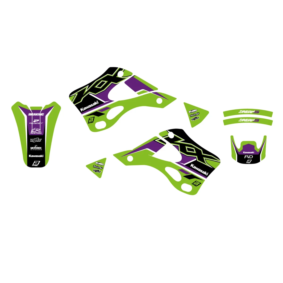 Polepy DREAM 5 Kawasaki KX 125/250 99-02 – Obrázok 2
